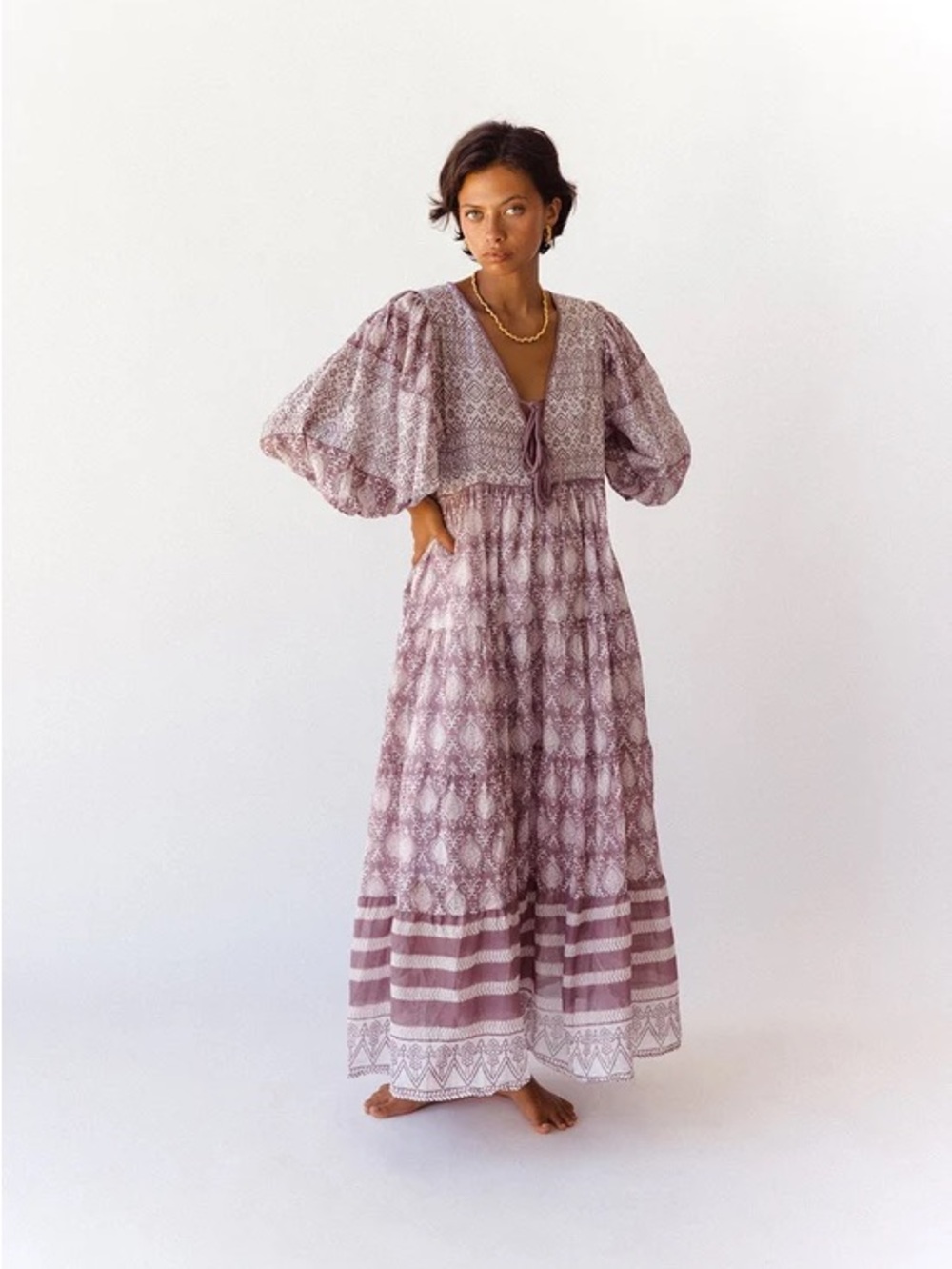 NWT Daughters of India Jasmine Maxi Dress Lavender Medium Boho